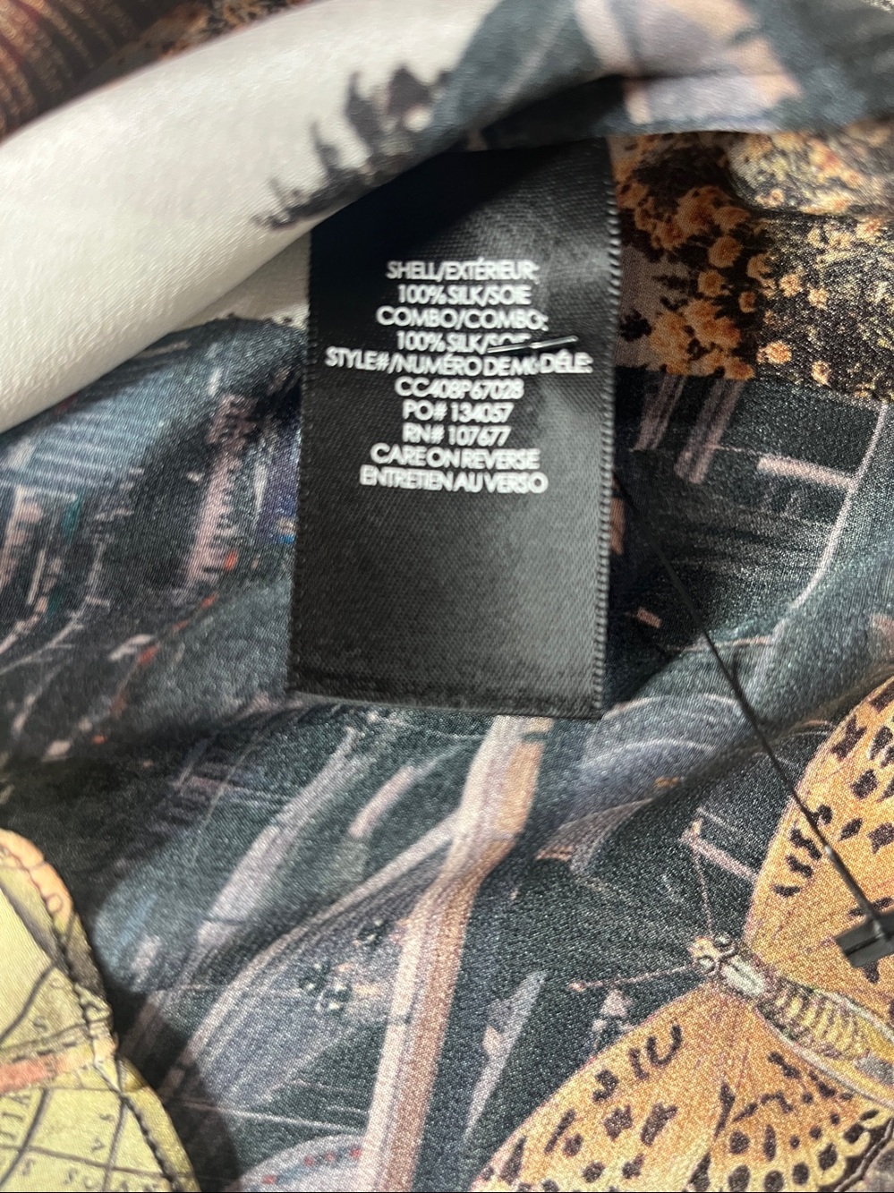 ALICE + OLIVIA WILLA PRINTED SILK PLACKET TOP SIZE MEDIUM - Picture 6 of 6